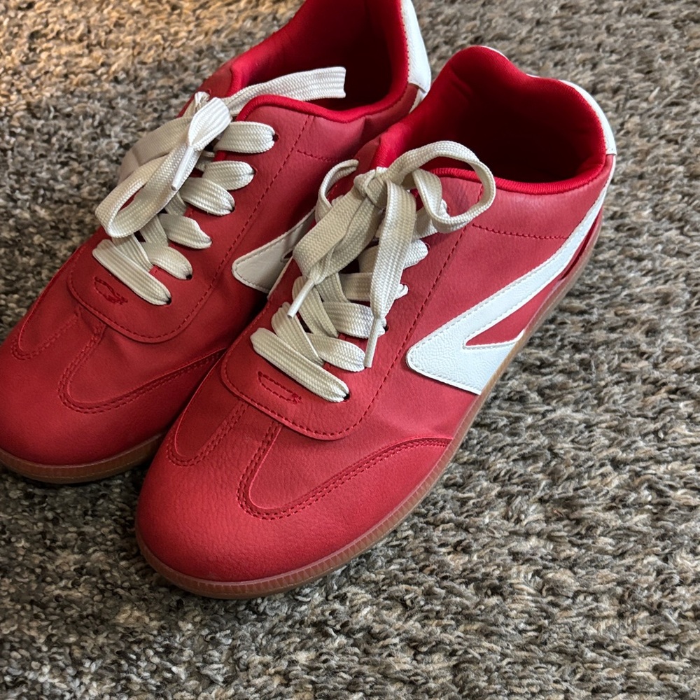 Red and White Sneakers